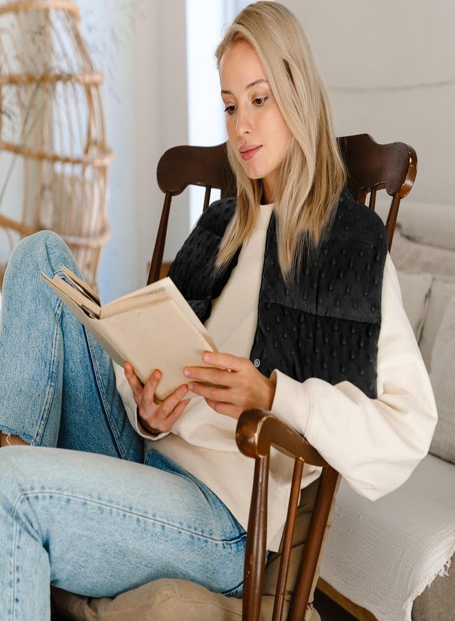 SmoothNovelty لفافة رقبة حسية موزونة من سموث نوفيلتي بوزن 4 أرطال، لفافة كتف 32 × 8 بوصة، وسادة كتف موزونة للرقبة والكتف، محشوة بخرز زجاجي، ذات ملمس مزدوج، للاسترخاء للبالغين (أسود) - Image 3